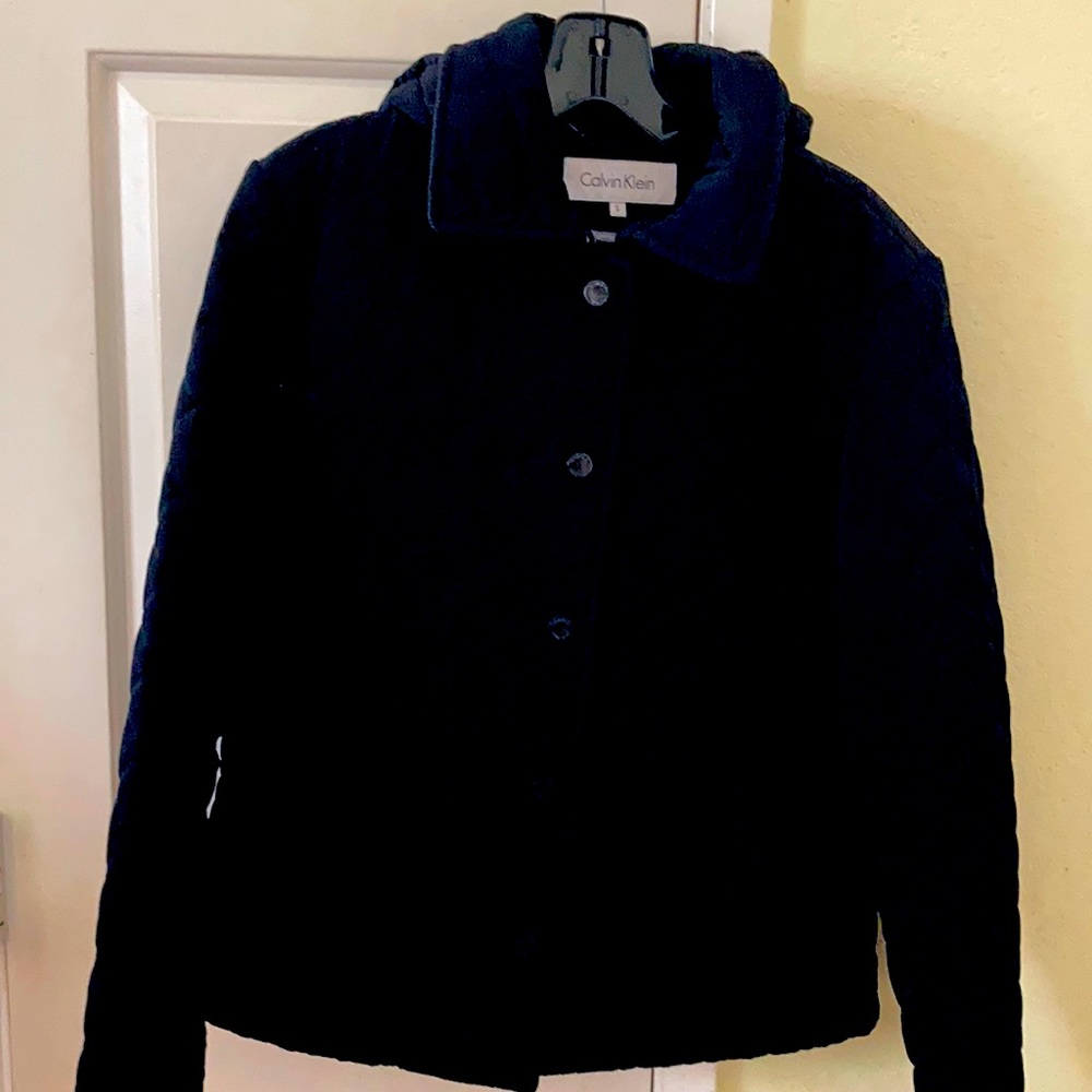 Calvin Klein Black Hooded Quilted Jacket.